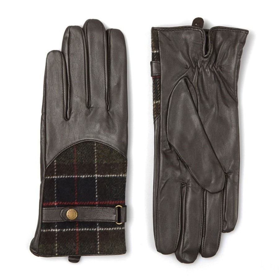 Dame BARBOUR Handsker | Barbour - Dee Tartan Gloves Dark Brown