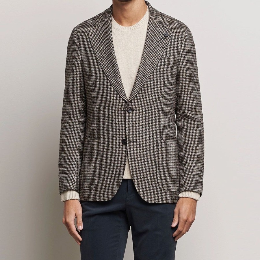 Herren LARDINI Blazer | Lardini - Houndstooth Pattern Blazer Houndstooth Ternet