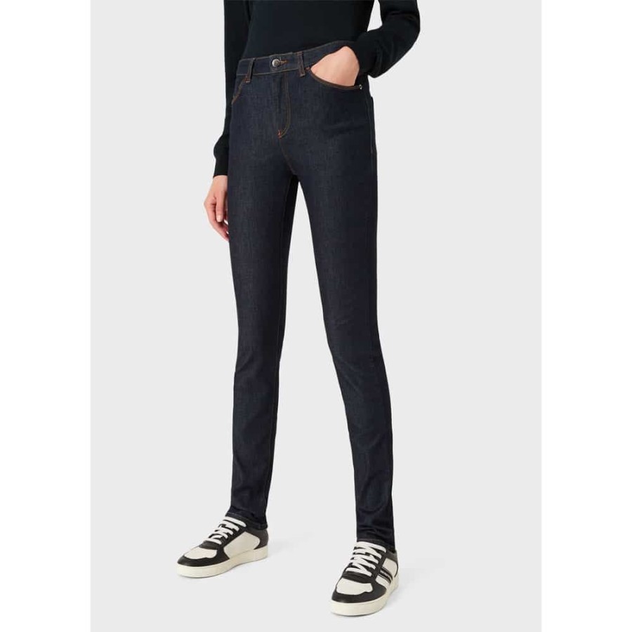 Dame Emporio Armani Dame Jeans | Emporio Armani - J18 Slim Fit Jeans, Navy Blue Mork Bla