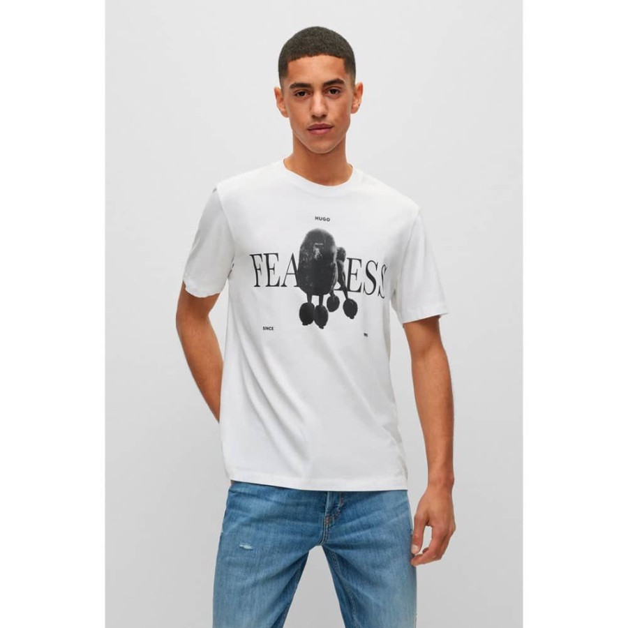 Herren HUGO T-Shirts | Hugo - Dogotino T-Shirt Hvid