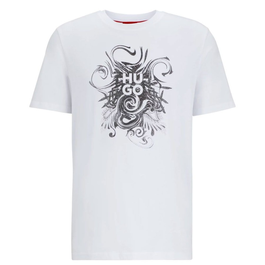 Herren HUGO T-Shirts | Hugo - Dinkerton T-Shirt Hvid