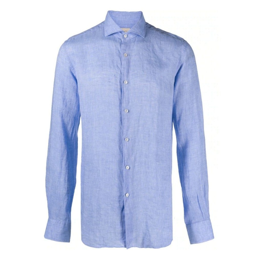 Herren Xacus MEN Skjorter | Xacus - Linen Shirt Lys Bla