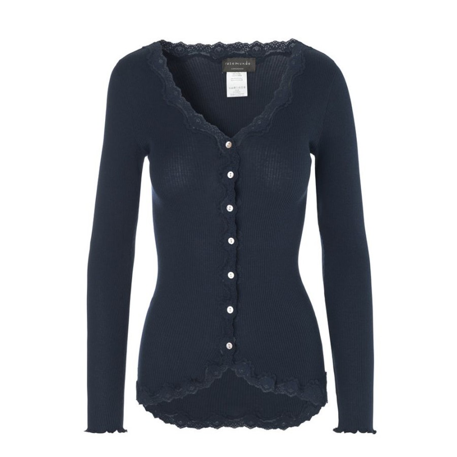 Dame Rosemunde Strik | Rosemunde - Vintage Blonde Cardigan I Silke, Navy