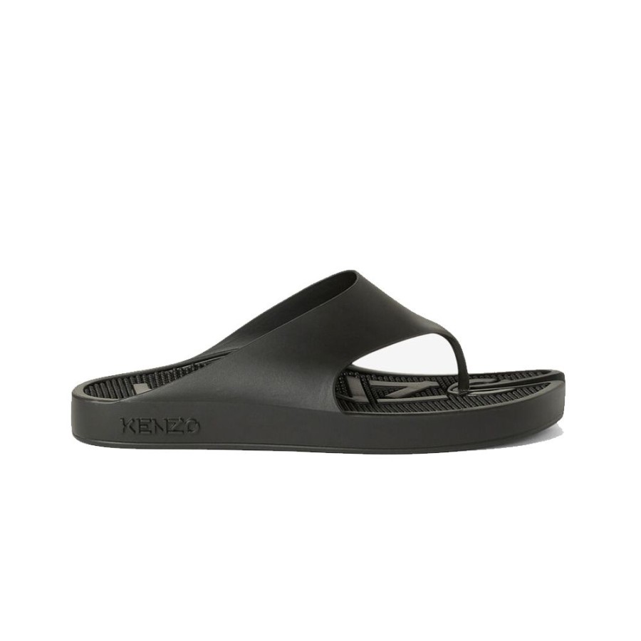 Herren Kenzo Herre Slippers | Kenzo - K-Beach Slippers Sort