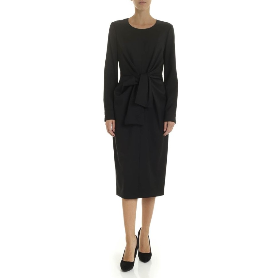 Dame MaxMara Kjoler | Max Mara - Chiffon Kjole, Black Sort