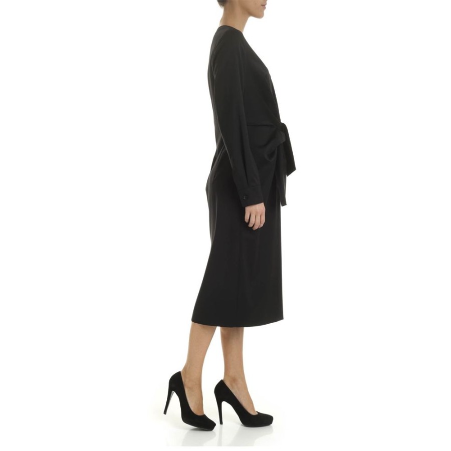 Dame MaxMara Kjoler | Max Mara - Chiffon Kjole, Black Sort