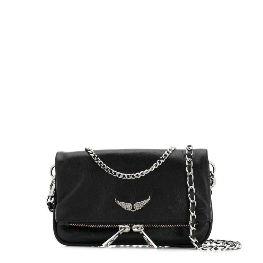 Dame ZADIG & VOLTAIRE Tasker | Zadig & Voltaire - Rock Nano Grained Clutch, Black