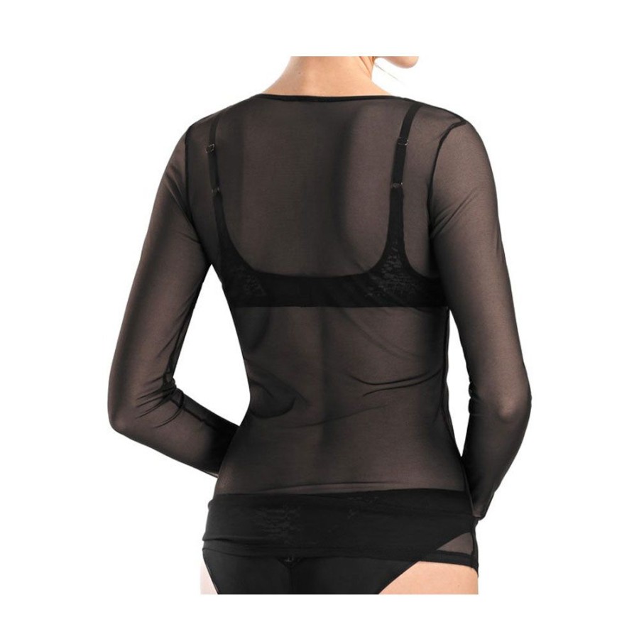 Dame Hanro Bluser | Hanro - Smooth Illusion Tulle Bluse, Black Sort