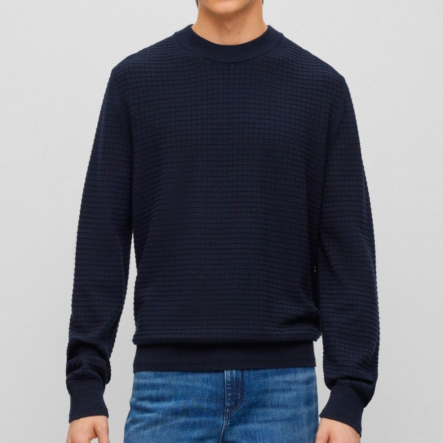 Herren HUGO Strik | Hugo - Stoppo Knit Navy