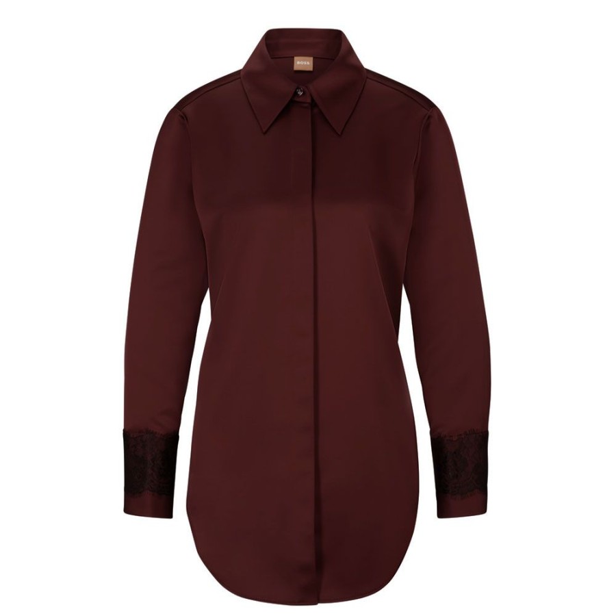 Dame BOSS Skjorter | Boss - Besatina1 Shirt Bordeaux