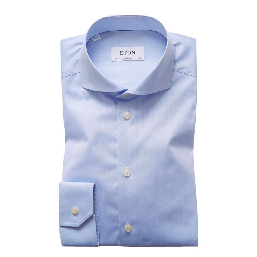 Herren Eton Skjorter | Eton - Super Slim Fit Shirt Lys Bla