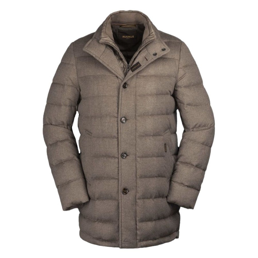 Herren MooRER Overtoj | Moorer - Calegari Coat Dark Beige