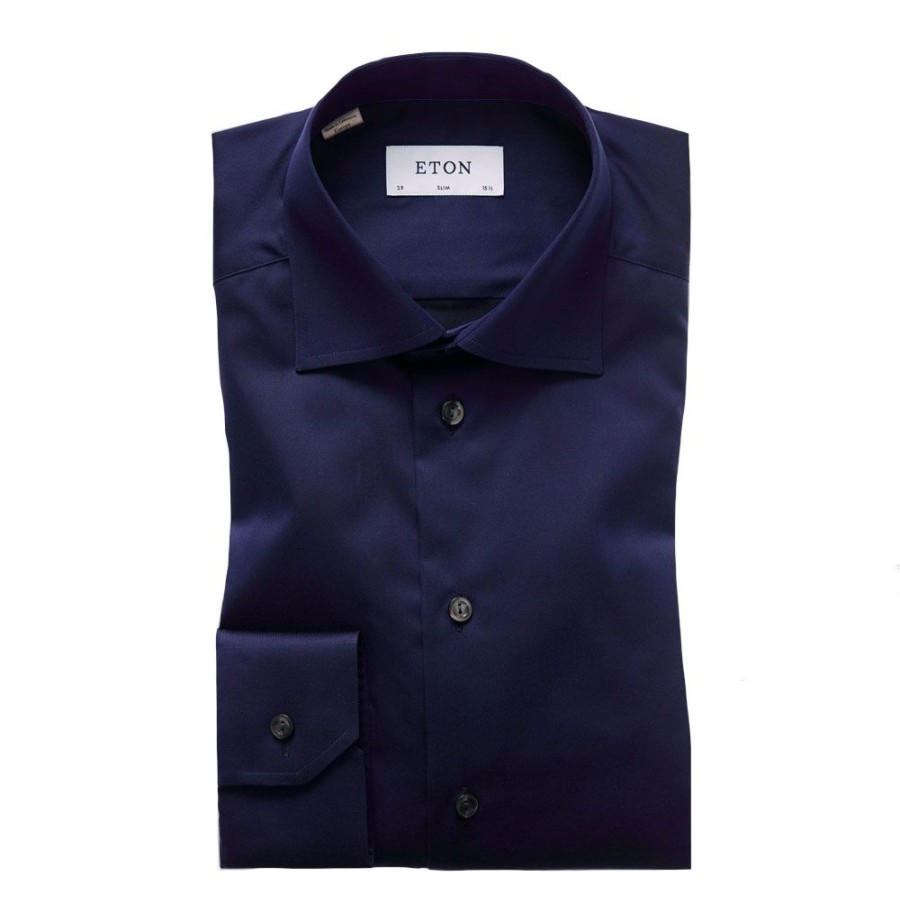 Herren Eton Skjorter | Eton - Contemporary Fit Shirt Navy