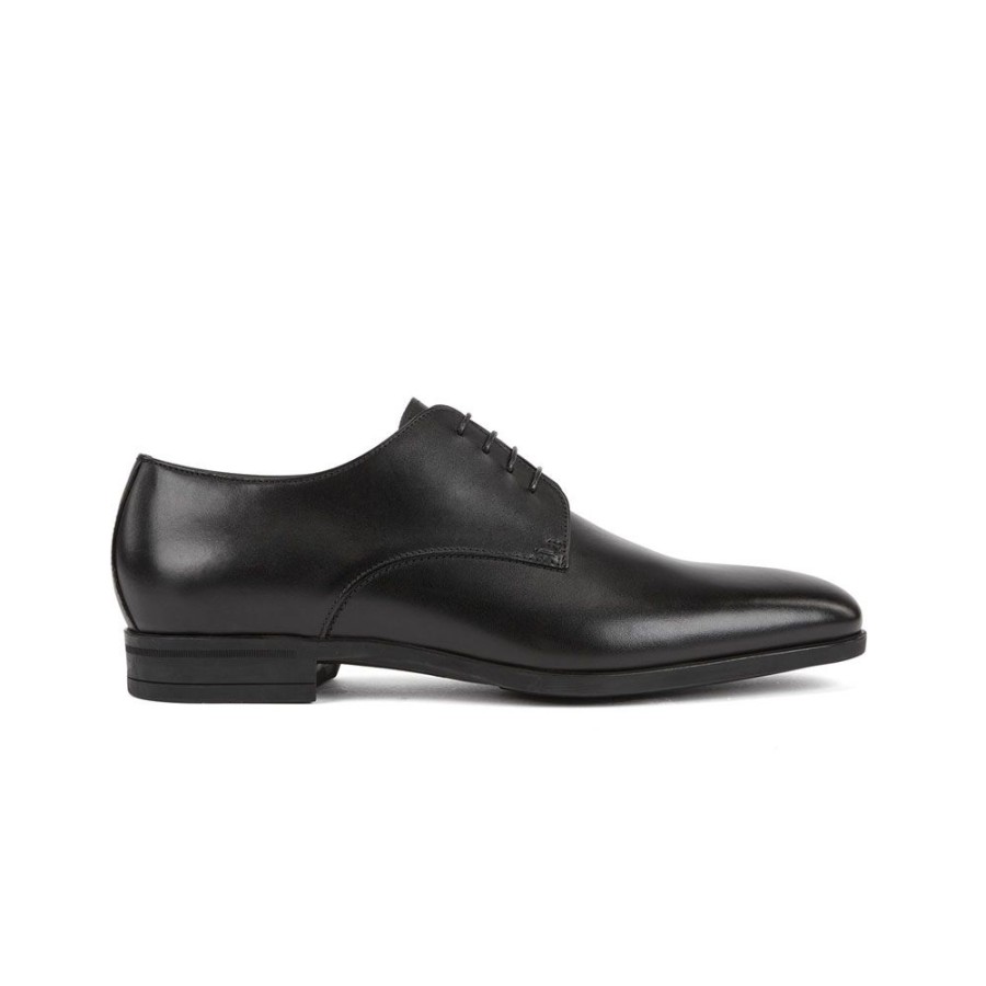 Herren HUGO Business Sko | Hugo - Kensington_Derb_Bu Leather Shoes Sort