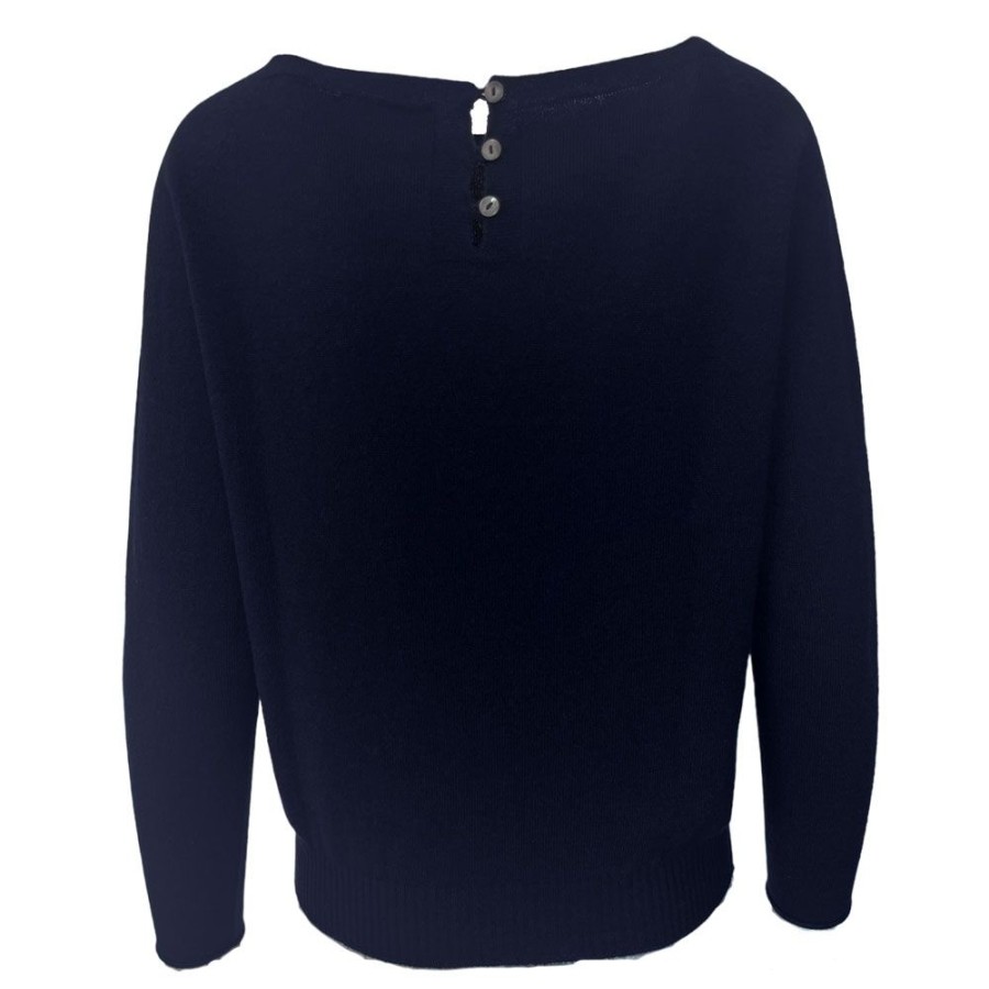 Dame Gran Sasso Strik | Gran Sasso - Boat Neck Pullover Navy