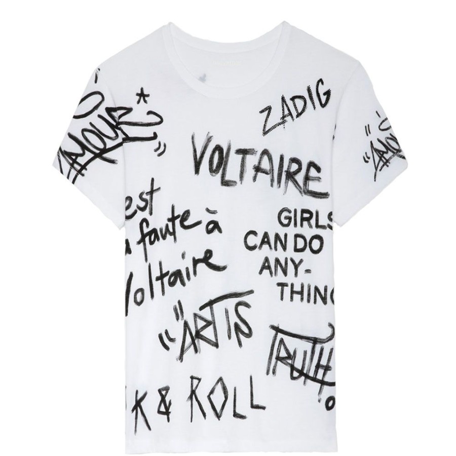 Dame ZADIG & VOLTAIRE T-Shirts | Zadig & Voltaire - Marta T-Shirt Hvid