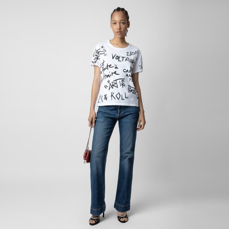 Dame ZADIG & VOLTAIRE T-Shirts | Zadig & Voltaire - Marta T-Shirt Hvid