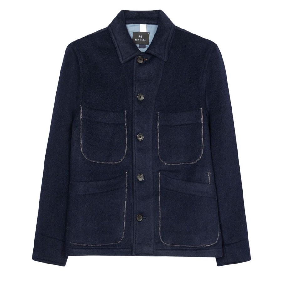 Herren Paul Smith Overtoj | Ps Paul Smith - Double Face Work Jacket Navy