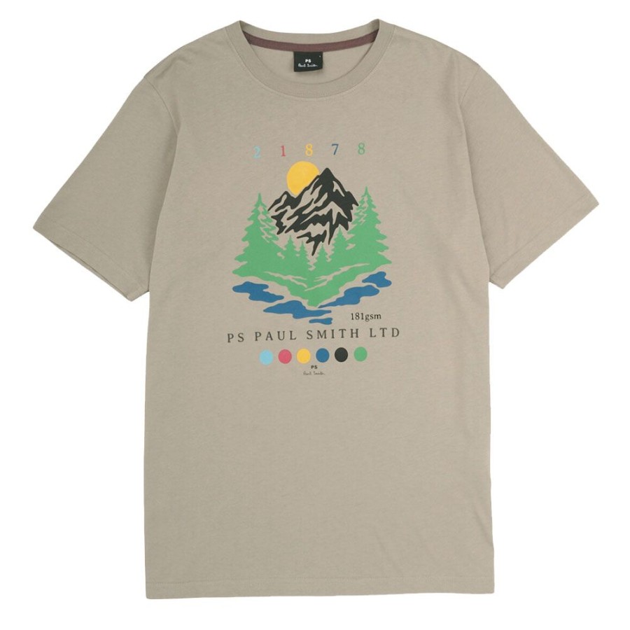 Herren Paul Smith T-Shirts | Ps Paul Smith - Outdoor Print T-Shirt Gra