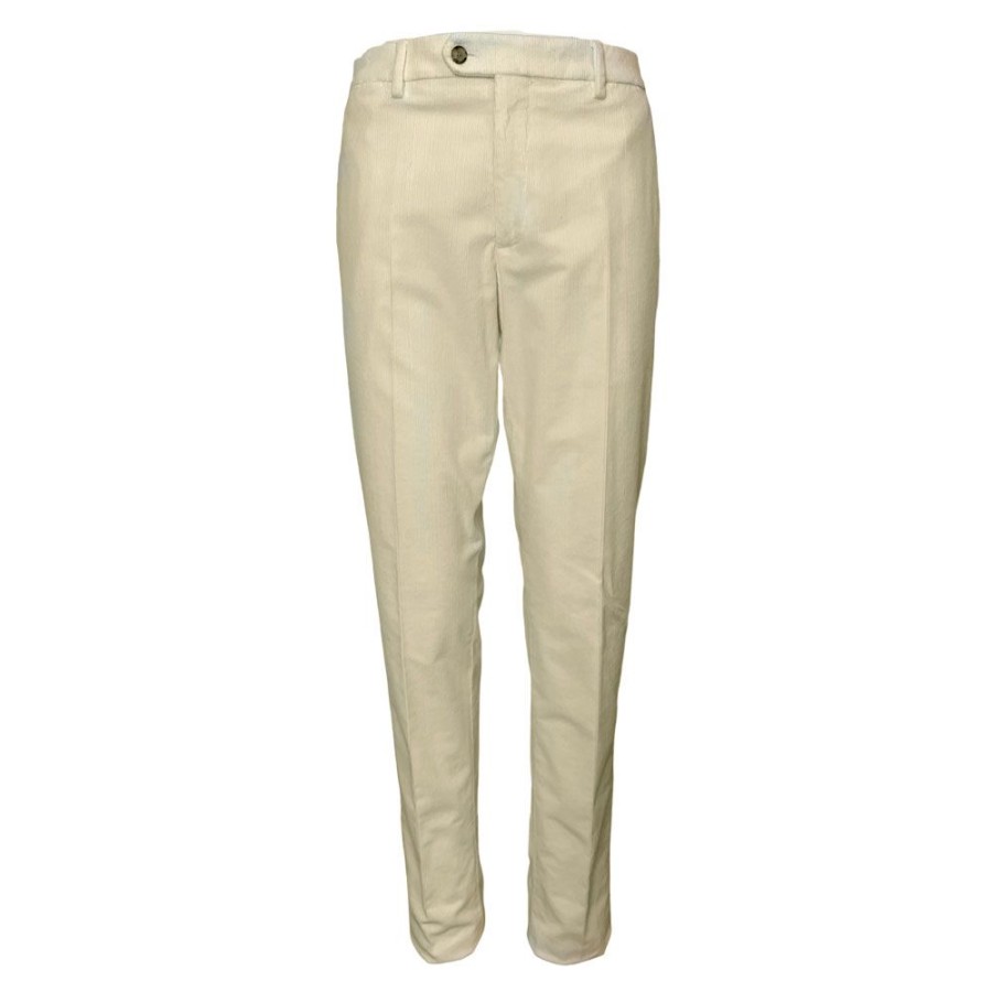 Herren LARDINI Bukser | Lardini - Corduroy Pants Off White