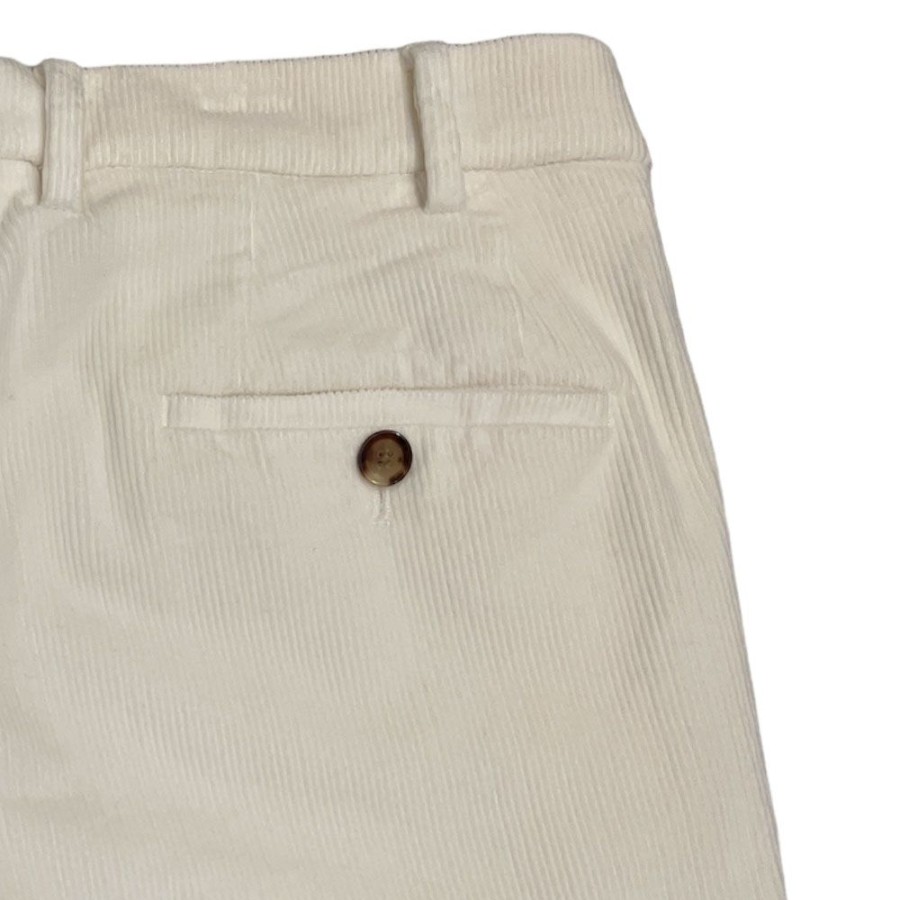 Herren LARDINI Bukser | Lardini - Corduroy Pants Off White