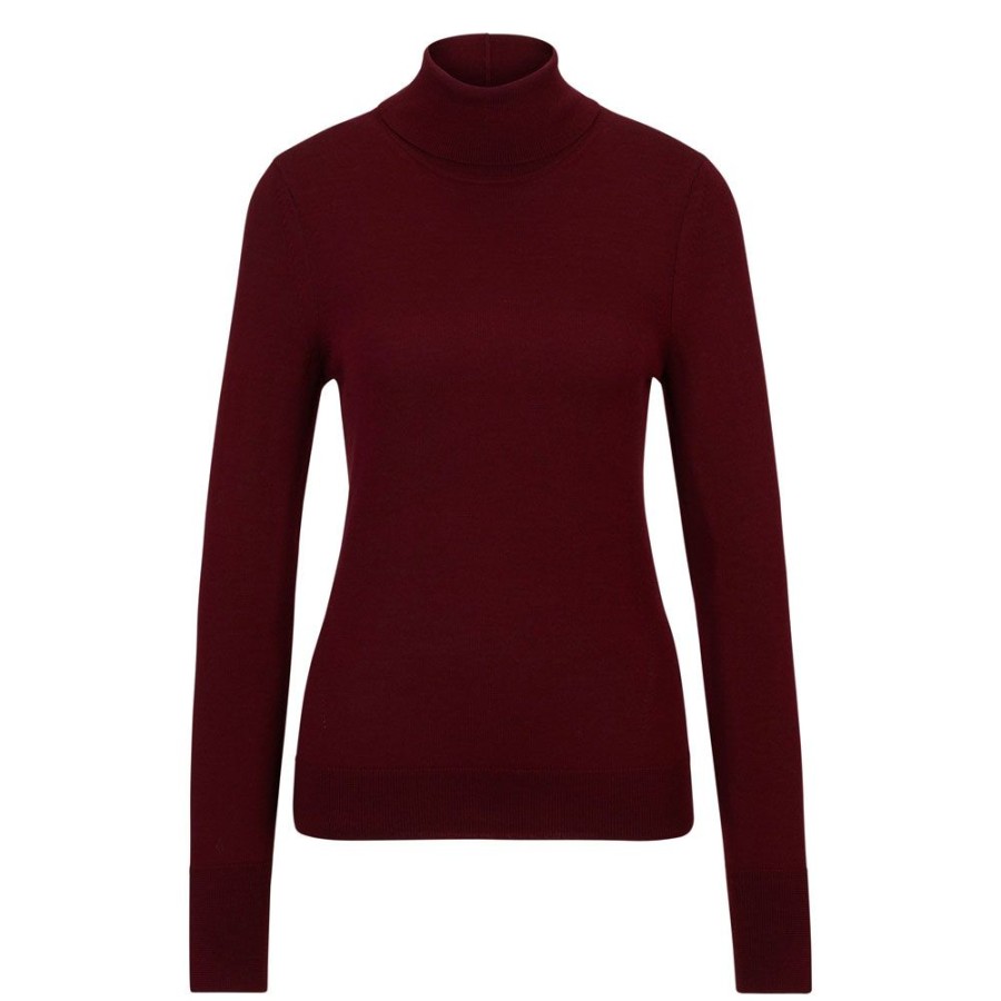 Dame BOSS WOMEN Strik | Boss - Fasecta Rollneck Knit Bordeaux