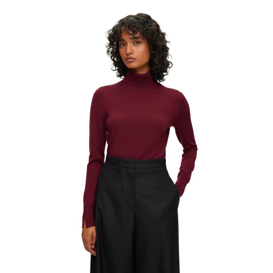 Dame BOSS WOMEN Strik | Boss - Fasecta Rollneck Knit Bordeaux