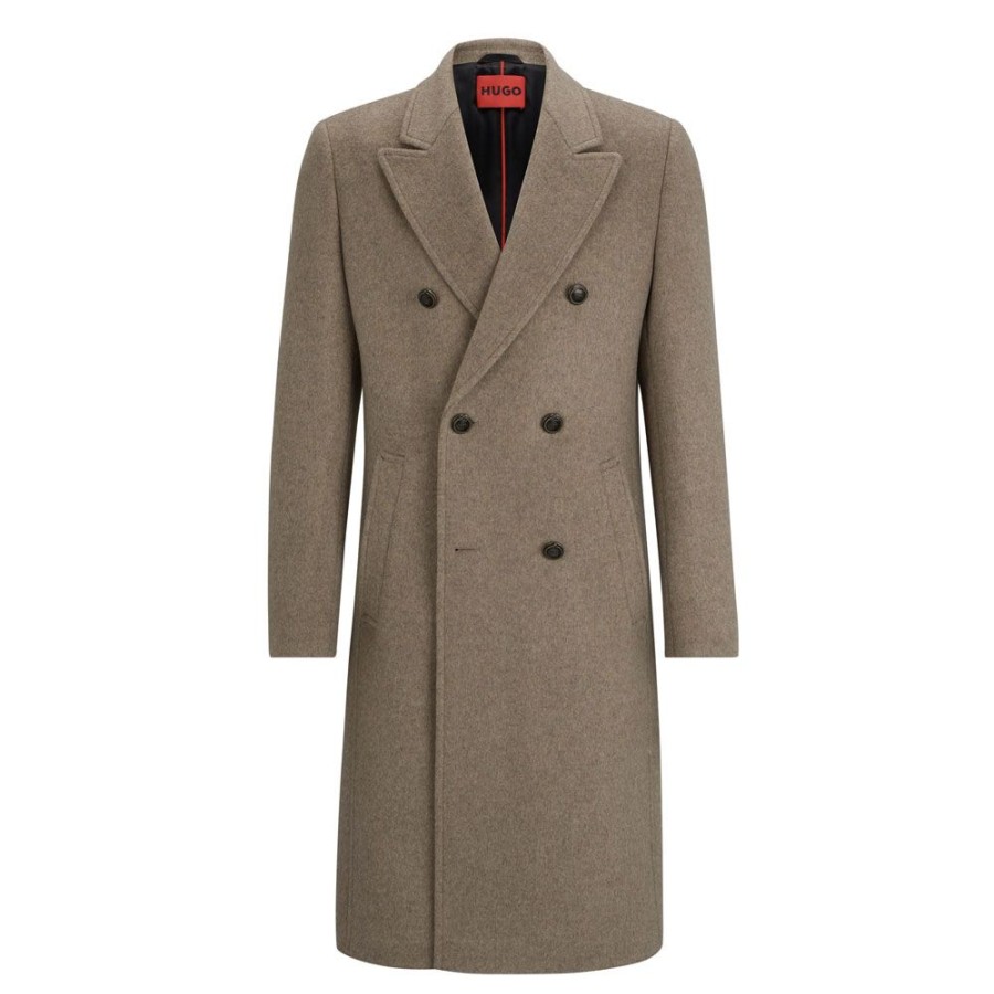 Herren HUGO Overtoj | Hugo - Miroy2341 Wool Coat Beige