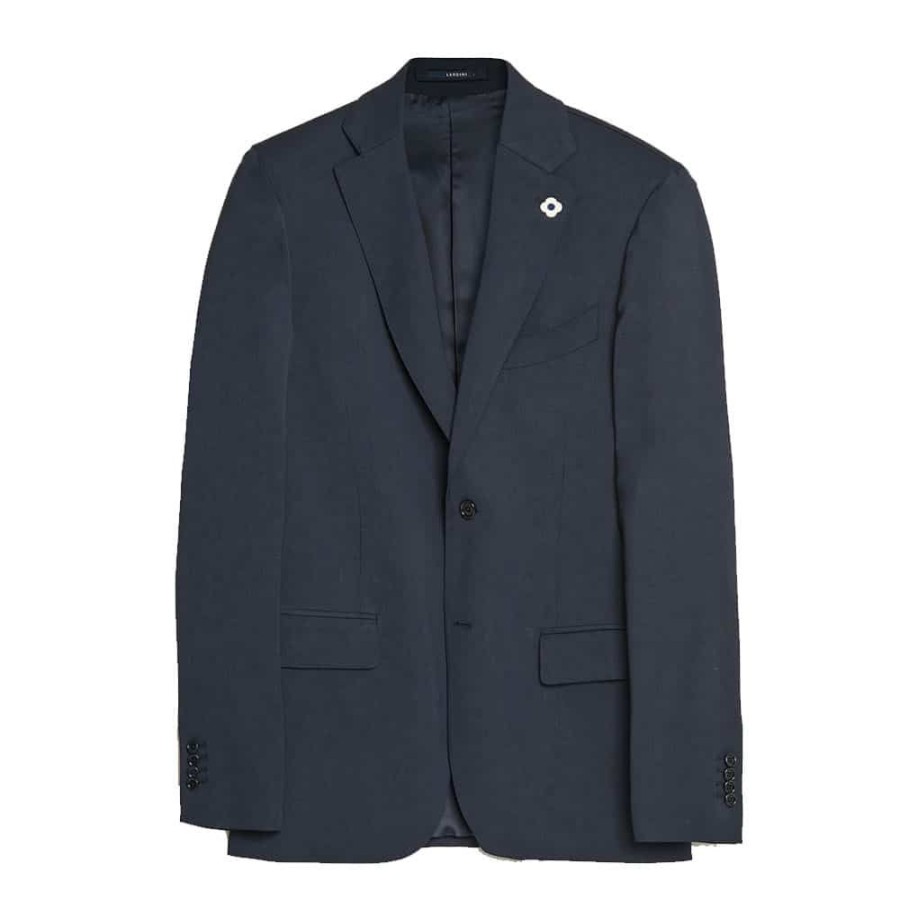 Herren LARDINI Blazer | Lardini - Two Button Wool Blazer Navy