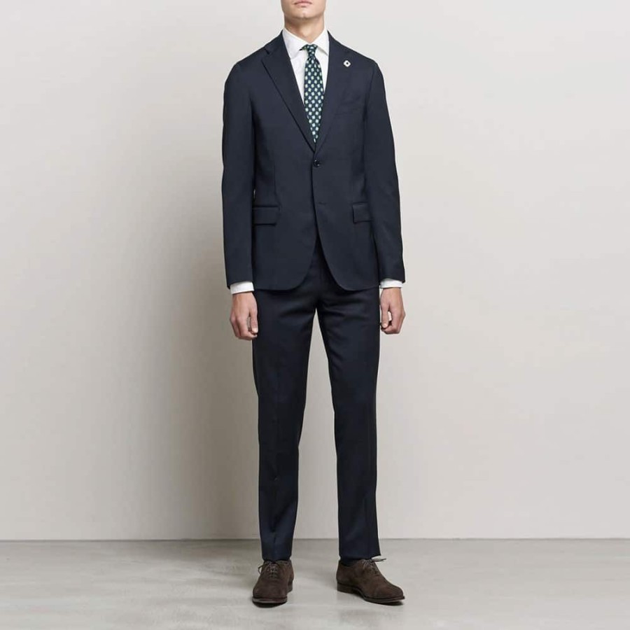 Herren LARDINI Blazer | Lardini - Two Button Wool Blazer Navy