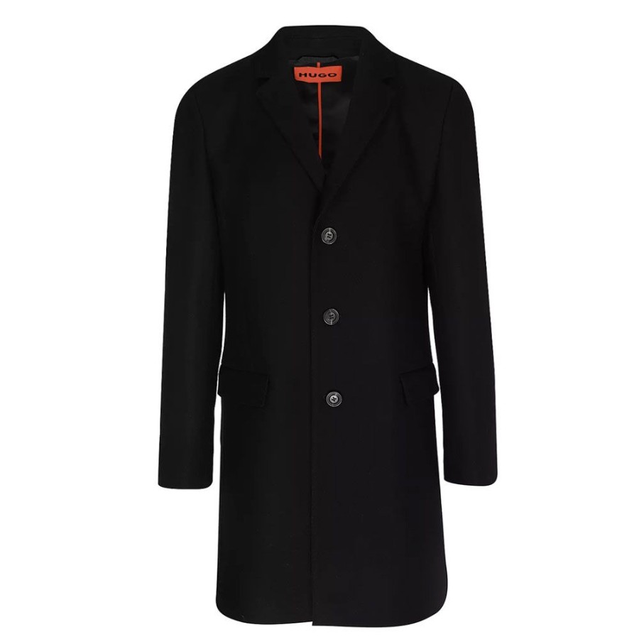 Herren HUGO Overtoj | Hugo - Migor2341 Wool Cashmere Coat Sort