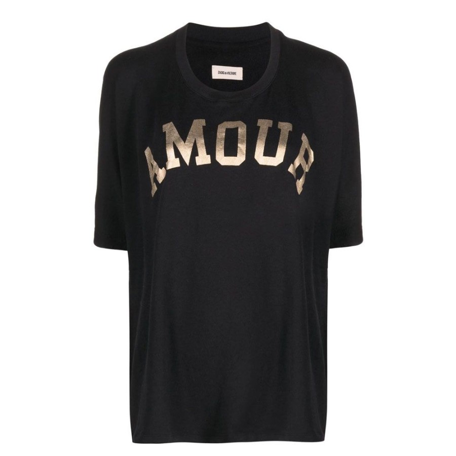 Dame ZADIG & VOLTAIRE T-Shirts | Zadig & Voltaire - Portland Amour Sweat Tee Sort