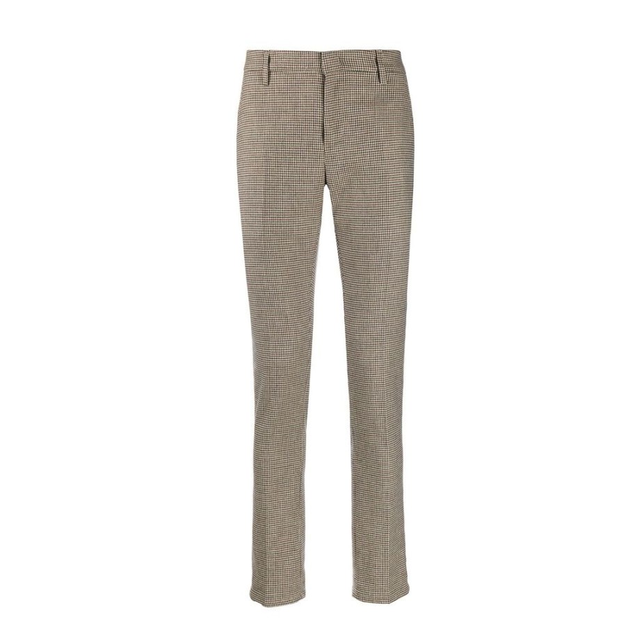 Herren Dondup MEN Bukser | Dondup - Gaubert Wool Trousers Monstret Brun