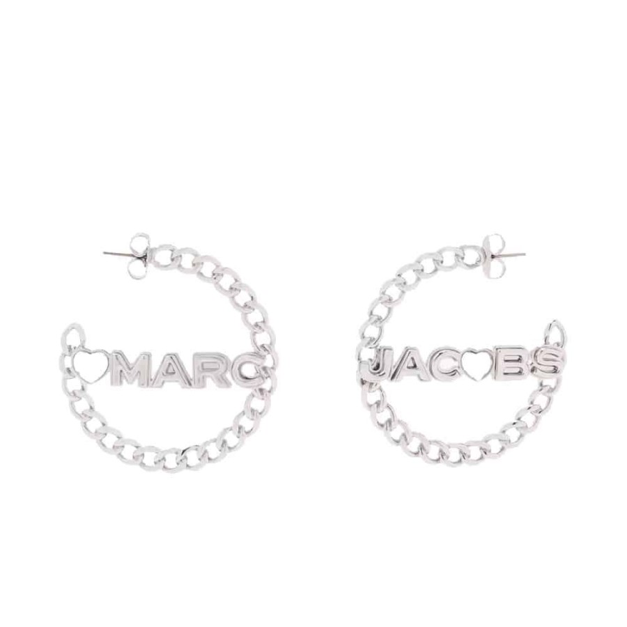 Dame Marc Jacobs Oreringe | Marc Jacobs - Chain Hoop Earrings, Crystal/Silver