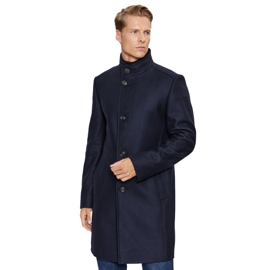 Herren HUGO Overtoj | Hugo - Mintrax2242 Coat Navy