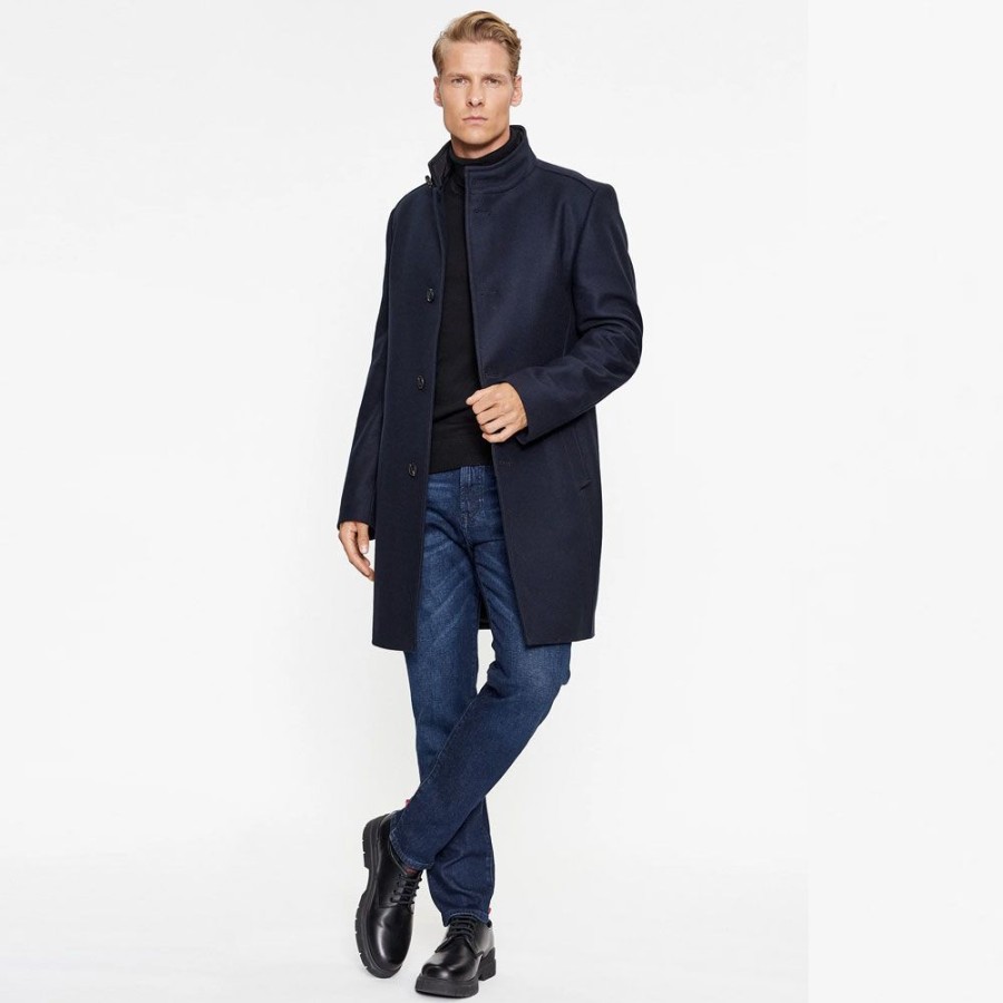 Herren HUGO Overtoj | Hugo - Mintrax2242 Coat Navy