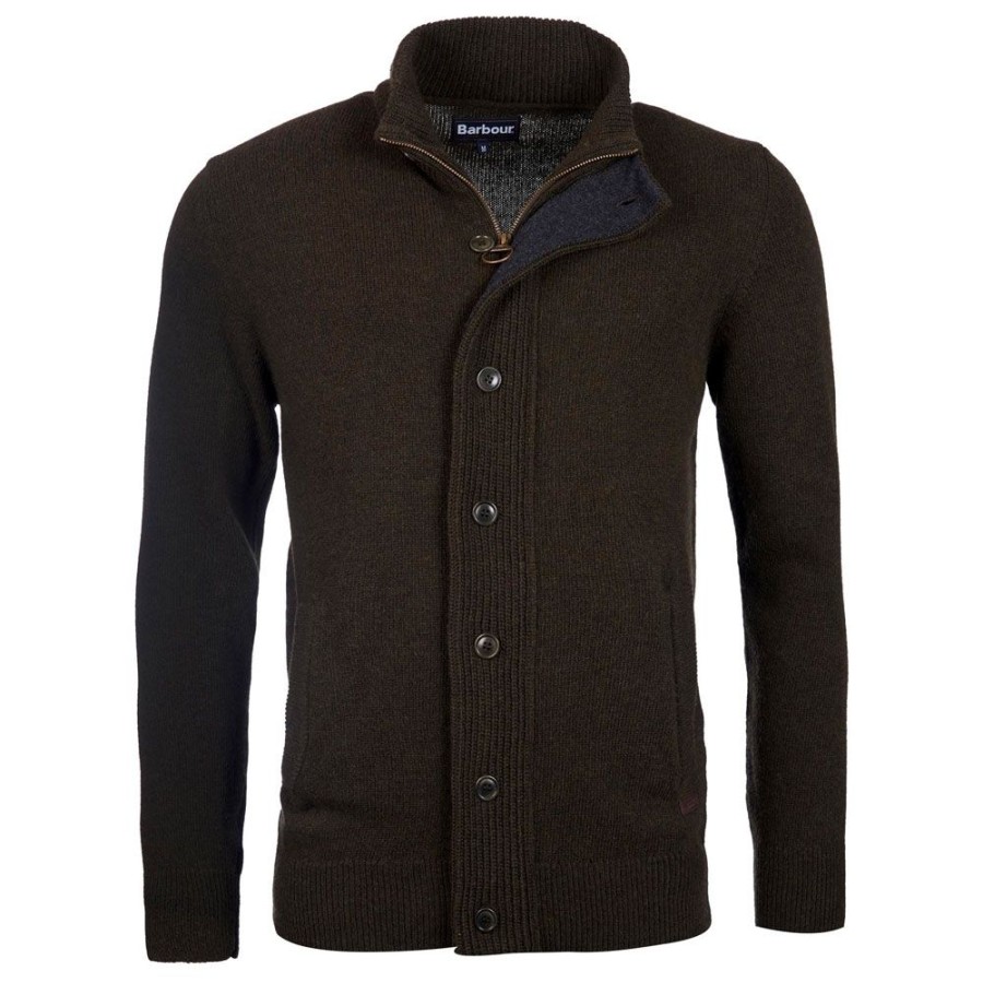 Herren BARBOUR HERRE Cardigan | Barbour - Patch Zip Thru Cardigan Mork Gron