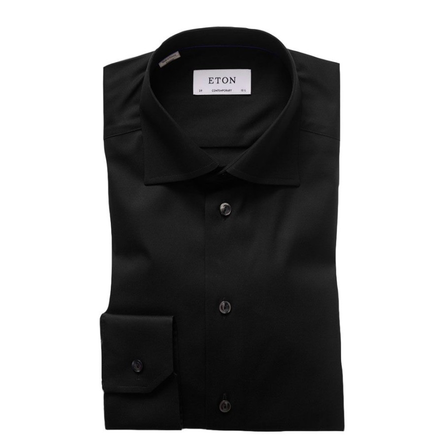 Herren Eton Skjorter | Eton - Contemporary Fit Shirt Sort