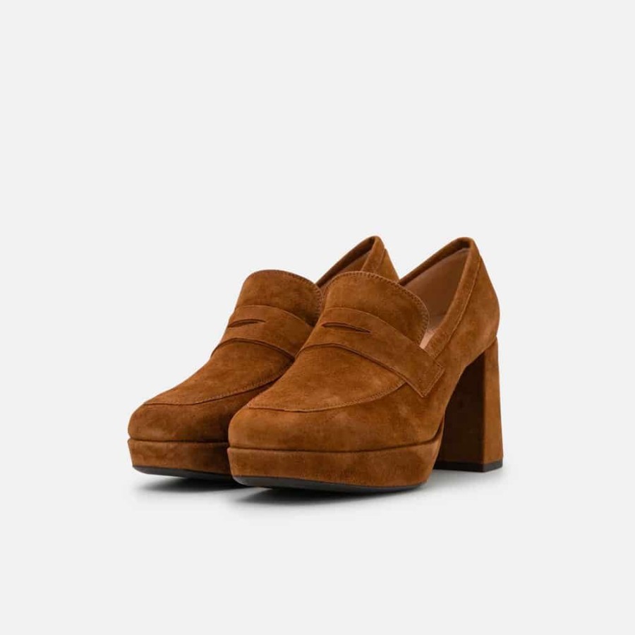 Dame Unisa Pumps | Unisa - Misale Plateau Loafers Brun