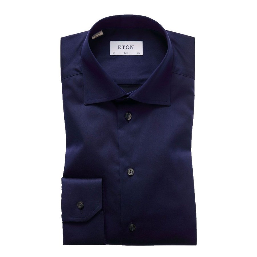 Herren Eton Skjorter | Eton - Slim Fit Shirt Navy