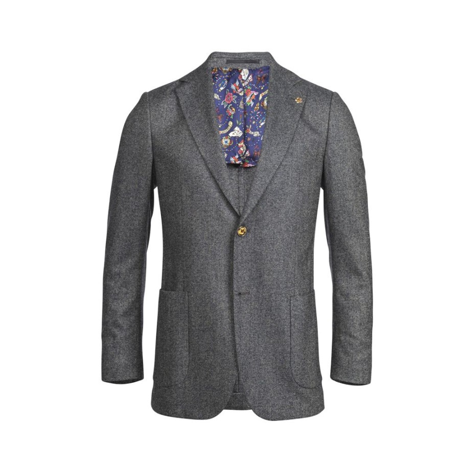 Herren Hansen&Jacob Blazer | Hansen & Jacob Uld Blazer Grey Multi