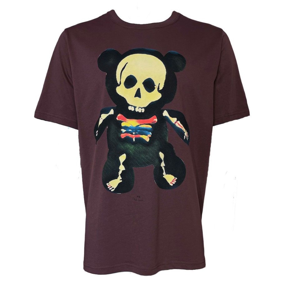 Herren Paul Smith T-Shirts | Ps Paul Smith - Teddy Skeleton T-Shirt Burgundy