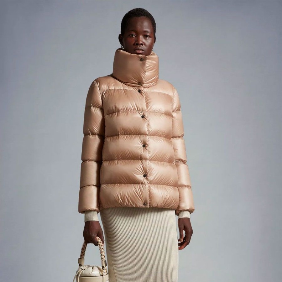 Dame MONCLER DAME Overtoj | Moncler - Cochevis Short Down Jacket Beige