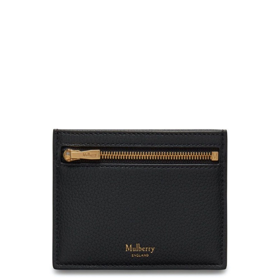 Dame Mulberry Punge | Mulberry - Zipped Credit Card Slip, Black Classic Grain