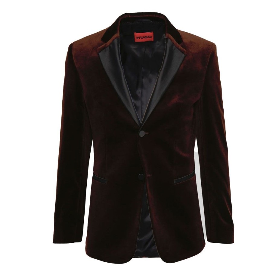 Herren HUGO Blazer | Hugo - Henry234E1 Velvet Blazer Kobber