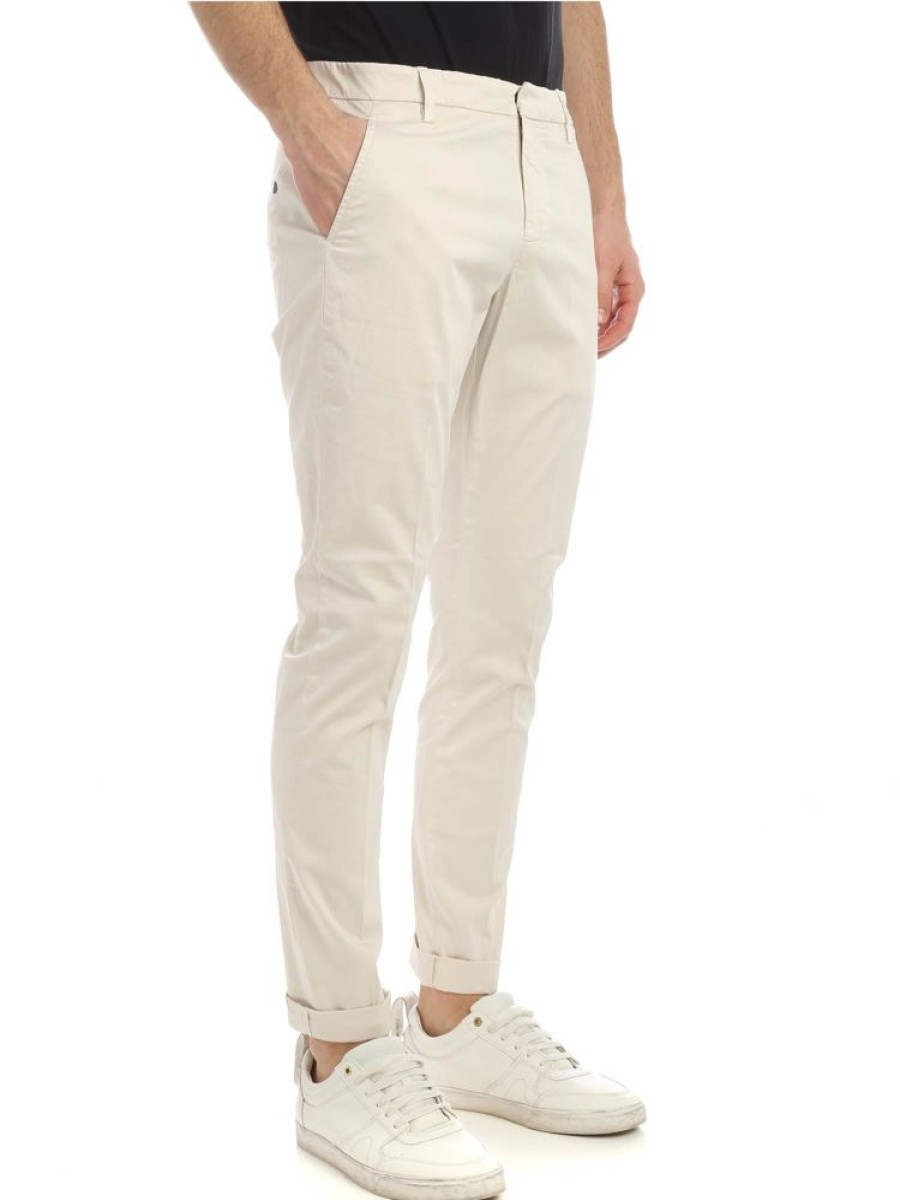 Herren Dondup MEN Bukser | Dondup Gaubert Satin Chinos Cream