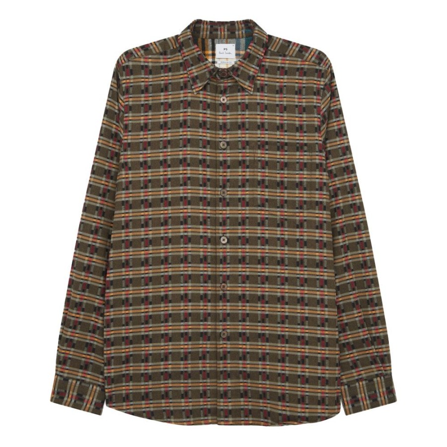 Herren Paul Smith Skjorter | Ps Paul Smith - Ls Regular Fit Shirt Army