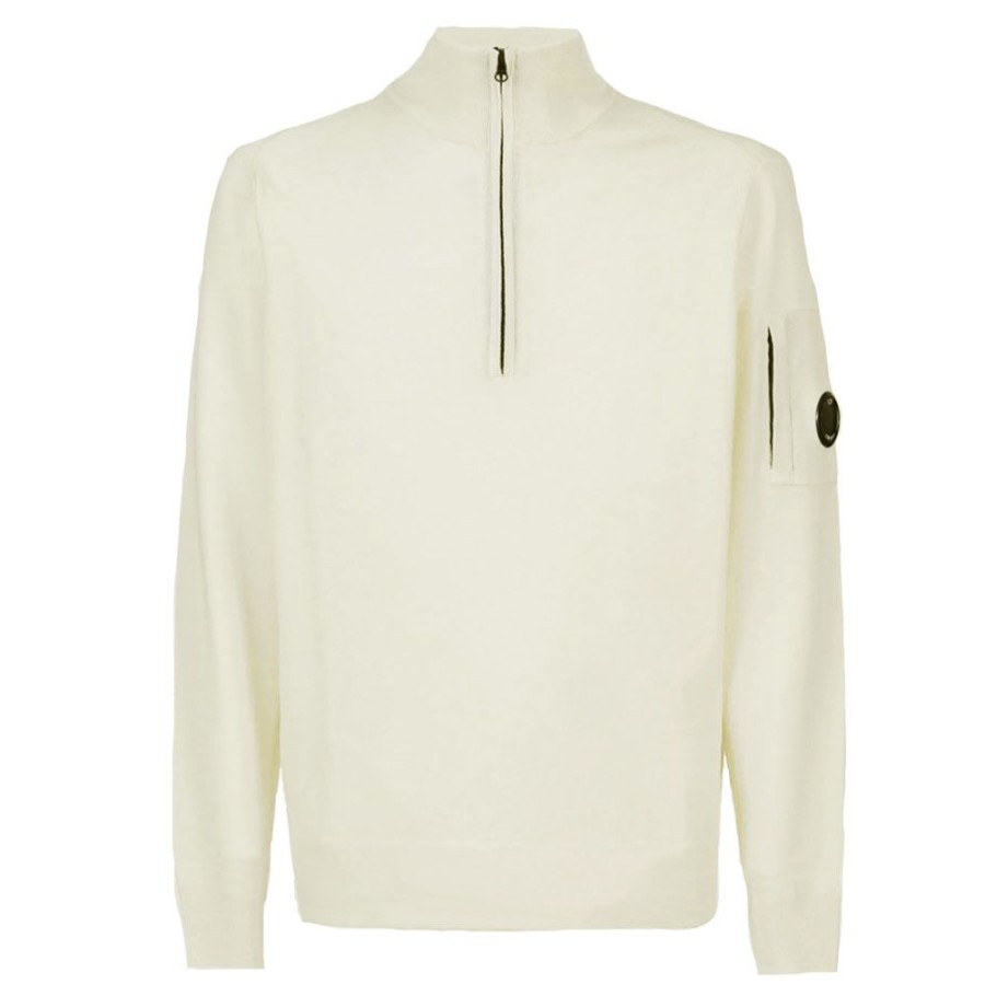 Herren C.P. Company Strik | C.P. Company - Half Zipped Knit Off White