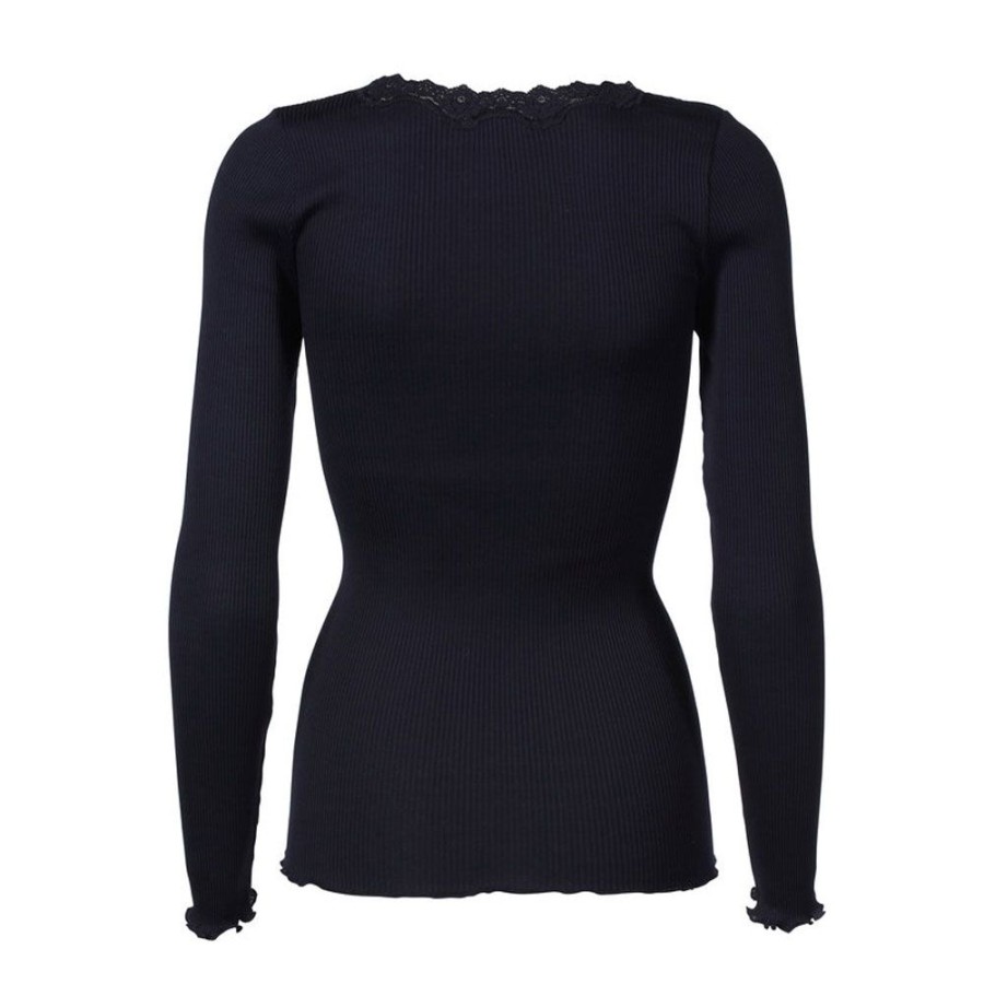 Dame Rosemunde Bluser | Rosemunde U2013 Top I Silke Med Vintageblonder, Navy