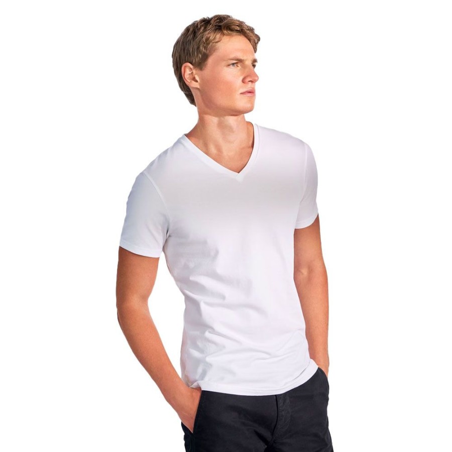 Herren Bread and Boxers T-Shirts | Bread & Boxers - 2 Pack V-Neck T-Shirt Hvid